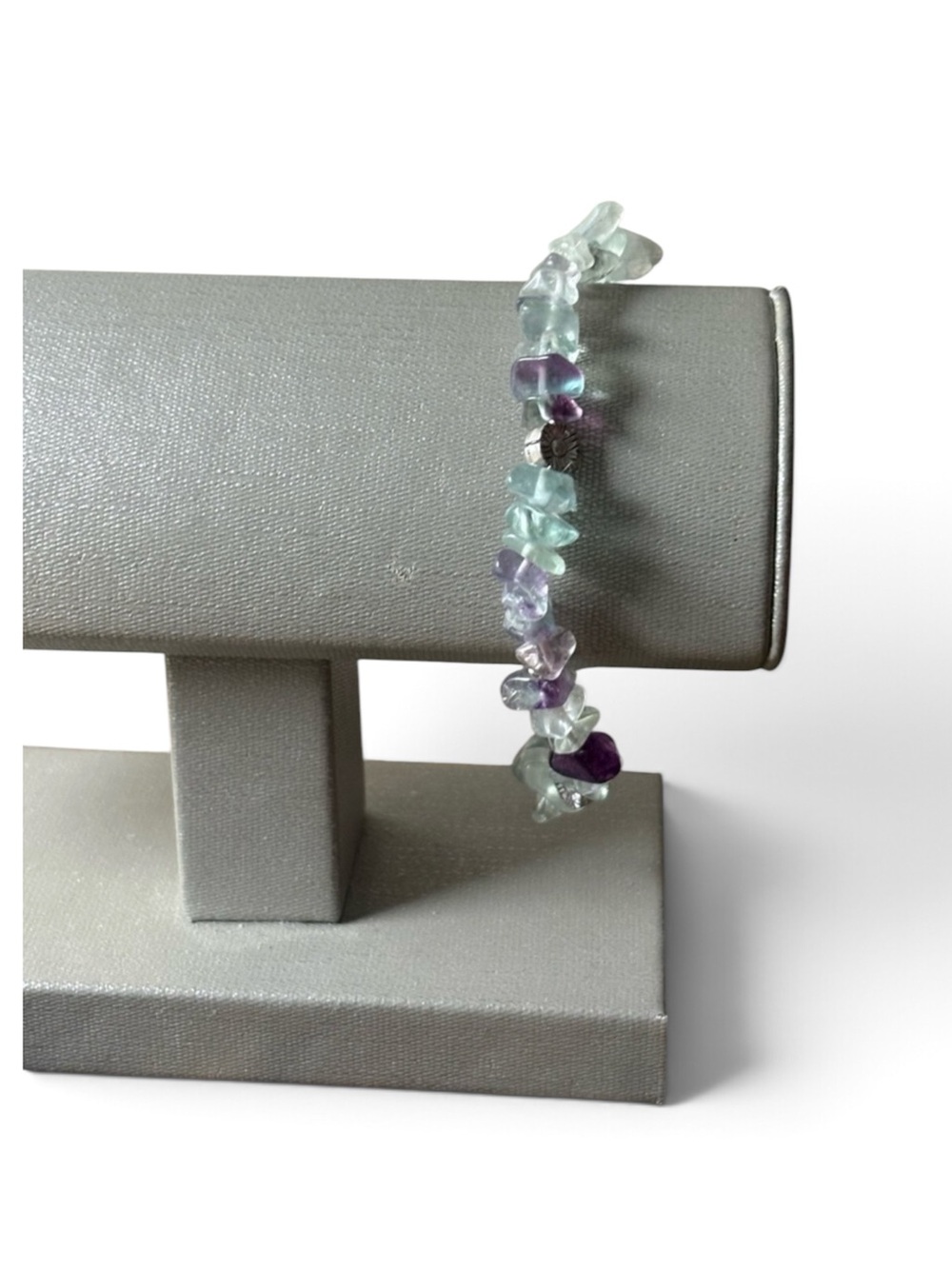 Multicolor Fluorite Crystal Beaded Chip Stretch Bracelet